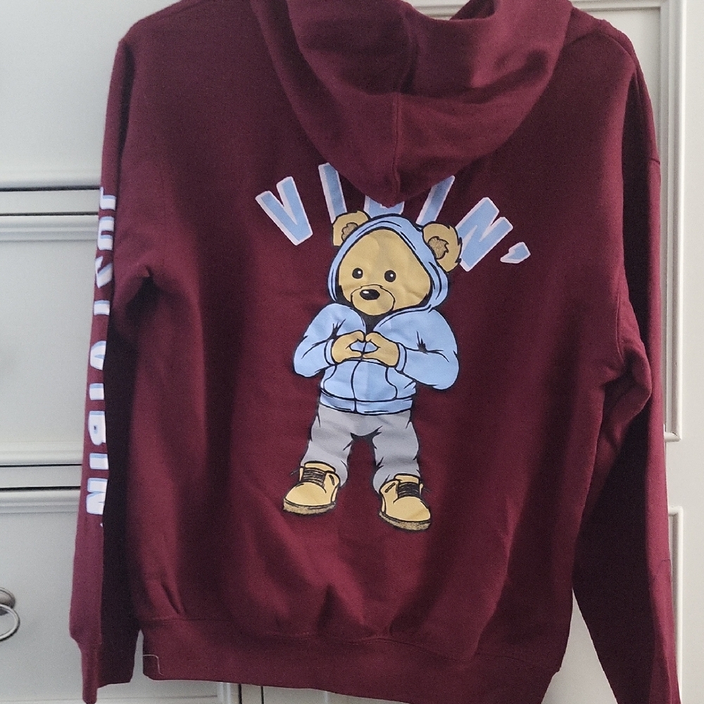 Eighty Eight Burgundy Kids Hoodie with Teddy Graphic NWT